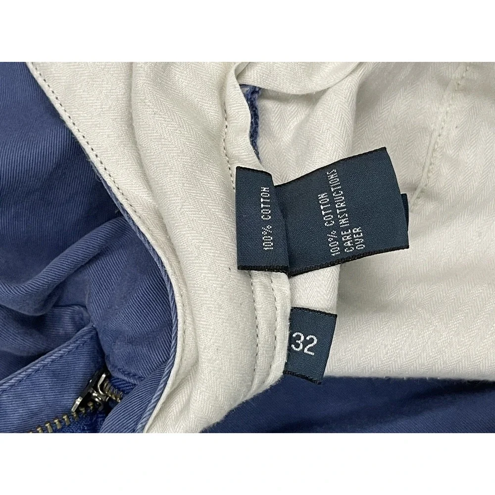 VTG Polo Ralph Lauren Shorts Men‎ 32 Flat Front Blue Chino Y2K Preppy Classic